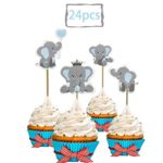 Yurnoet 24pc Elephant cupcake toppers boy’s birthday party decoration?cake decoration Children’s favorite