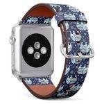 Compatible with Apple Watch 42mm & 44mm Leather Watch Wrist Band Strap Bracelet with Stainless Steel Clasp and Adapters (Tribal Elephant)