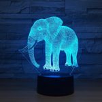 KIVVEE Elephant Visual 3D Lamp Illusion 2D Night Light Xmas Chirstmas Festival Birthday Valentines Day Lovers Gift Nursery Bedroom Desk Table Decor for Baby Boys Kids Children