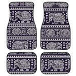 PZZ BEACH Aztec Elephant 4pc Front & Rear Rubber Floor Mats for Car SUV Van & Truck – All Weather Protection Universal Fit (Boemian Africa Tribal Gemotry Pattern)