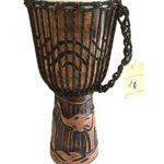 JIVE Djembe Drum African Bongo Congo Wood Drum Deep Carved Solid Mahogany Goat Skin Professional Quality 16″ High (Elephant)
