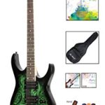 Leo Jaymz Heavy Metal Style Electric guitar – Green Elephant Theme Graphic Design with Sunburst Color – Super Light Nickel Wound String Set Installed