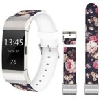 Rose Bands for Fitbit Charge 3,Jolook Replacement Leather Woman Man Bands Straps for Fitbit Charge 3/Charge 3 SE – Vintage Colorful Rose