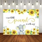 Elephant Baby Shower Backdrop Sunflower Theme Baby Shower Photography Background A Sweet Little Peanut is On The Way Party Decorations Supplies Banner