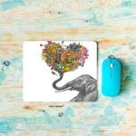 HGOD DESIGNS Gaming Mouse Pad Elephant,Elephant with Colorful Flower Love Mousepad Rectangle Non-Slip Rubber Mouse Pads(7.9″X9.5″)