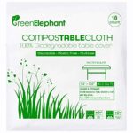 Green Elephant 100% Biodegradable Compostable Tablecloth – Eco-Friendly Rectangular 10 Pack, 54×108 in. Transparent White Plastic Free Disposable Table Cover – ASTM D6400 and VINCOTTE OK Certified