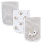 GERBER Baby 3-Pack Terry Burp Cloth, Elephant, 18″ x 6.25″