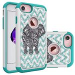 iPhone 7 Case, iPhone 8 Bling Case, Unique Cute Elephant Pattern Heavy Duty Shockproof Studded Rhinestone Crystal Bling Hybrid Case Silicone Protective Armor for Apple iPhone 7 iPhone 8