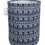 CLOCOR Large Storage Bin-Cotton Storage Basket-Round Gift Basket with Handles for Toys,Laundry,Baby Nursery(Elephant)
