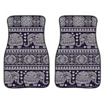 INSTANTARTS 2 Piece Soft Comfort Classical Car Mat for Women Ethnic African Elephant Print Universal Vehicle Floor Mats