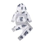 Bowanadacles Baby Boy Girl Clothes Autumn Winter Outfit Newborn Elephant Hooded Tops Hoodie Pants Clothing Set Gray