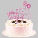 Happy Birthday With Pink Elephant Cake Topper, Funny Baby Girls’ Birthday Party Decorations