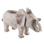 ART & ARTIFACT Elephant Planter Pot – Indoor/Outdoor Animal Shaped Flower and Greenery Container – Gray
