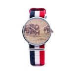 Unisex Fashion Watch Elephant Oil Painting Nature Animal Cute Gray Ivory Beast Print Dial Quartz Stainless Steel Wrist Watch with Nylon NATO Strap Watchband for Women 36mm Casual Watch