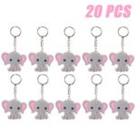 Finduat 20 Pcs Pink Baby Elephant Keychains for Elephant Theme Party Favors Pendant, Birthday Party Supplies, Baby Shower Favors Girl Party Favors for Kid Toy Ornament Souvenirs Gift
