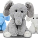 Fluffuns 3-Pack Baby Elephant Plush Stuffed Animal Toy – Plush Stuffed Elephant Animals Toys for Babies – 9 Inch Height (Blue, Gray & White)