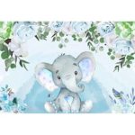 OFILA Boys Elephant Background 6x4ft Polyester Fabric Boys Baby Shower Photos Backdrop Elephant Birthday Party Decoration Watercolor Flowers Shoots Boys Room Wallpaper Decor Props