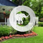 YEE Metal Wind Spinner Outdoor, Garden Decoration,Yard Decor,Elephant Mandala Kinetic Hanging Whirligigs Sun Catcher Windmills for Patio and Lawn Ornaments Art