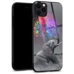 iPhone 11 Pro Max Case, Tempered Glass Back Shell Pattern Designed with Soft TPU Bumper Case for Apple iPhone 11 Pro Max Cases 6.5 inch-Wonderful_Elephant_15