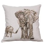 YeeJu Elephant Decorative Pillow Covers Square Cotton Linen Cushion Covers Outdoor Sofa Home Throw Pillow Covers 18×18 Inch