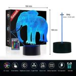 Elephant 3D Illusion Birthday Gift Lamp, Gawell 16 Colors Changing Touch Switch Table Desk Decoration Lamps Mother’s Day Present with Remote Control Toy for Elephant Theme Lover