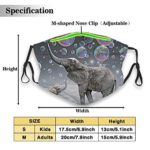 Space Elephant Bubble Face Shields Comfy Breathable Mouth Cover with Adjustable Ear Loops