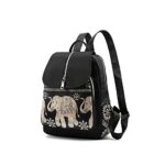 JOZZYAPA Elephant Lightweight Waterproof Rucksack Nylon Anti Theft Canvas Black Backpack Lovely Unique Gifts for Women and Girls, 263310cm