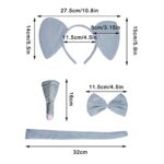 Dxhycc Gray Elephant Costume Set Elephant Ears Headband Nose Tail Bow Tie Tutu Skirt Animal Fancy Costume Kit Halloween Cosplay Party Accessories for Kids