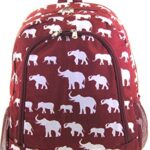 Elephant Print Full Sized Backpack (Burgundy Red)