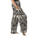 Lannaclothesdesign Women’s Elephant Hippie Boho Yoga Harem Pants PJ (M, Black)