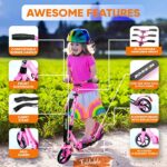 Hurtle Scooter for Teenager – Kick Scooter – 2 Wheel Scooter with Adjustable T-Bar Handlebar – Folding Adult Kick Scooter with Alloy Anti-Slip Deck – Scooter with 8” Smooth Gliding Wheels by Hurtle