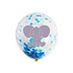 Blue Elephant Confetti Latex Balloons, 16-Pack 12in Boy Baby Shower Birthday Party Decorations, Supplies