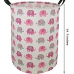 HUAYEE 19.7 Laundry Hamper Toys Box Storage Bins Canvas Waterproof Collapsible Clothes Organizer Basket with Handle Freestanding Large Cute Light Weight for Home Kids Baby Room(elephant)
