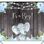 Avezano It’s a Boy Elephant Backgdrop Boy Baby Shower Party Banner Decoration Blue Floral Rustic Wood It’s Boy Elephant Baby Shower Theme Photography Background Photo Booth Banner (6x4ft)