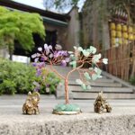 AMEQUOISE Elephant Statues with Crystal Tree, Brass Lucky Elephants with Money Tree for Positive Energy and Luck