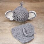 Zeroest Newborn Photography Prop Crochet Baby Elephant Outfit Knit Baby Photo Prop Costume Set (Gray)