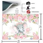 Avezano Baby Elephant Backdrop for Girl Baby Shower Blush Pink Floral Elephant Baby Shower Decorations for Girl’s Photography Background Photoshoot Favors Supplies (7x5ft)