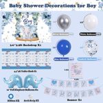 MOMOHOO Baby Shower Decorations for Boy – Elephant Theme Boy Baby Shower, It’s A Boy Baby Shower Backdrop/Baby Shower Banner/Table Cover/Elephant Foil Balloons/Blue and Silver Latex Balloons Garland