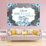 Avezano 7x5ft Little Peanut Backdrop for Boy Baby Shower Party Background Blue Elephant and Floral Backdrops A Little Peanut is On The Way Baby Shower Supplies