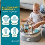 Cradle Star Diaper Caddy Organizer – Portable Baby Basket Diaper Storage Organizer with Compartments – Baby Diaper Caddy for Changing Table Nursery, Elephant Baby Shower Gifts – 100% Cotton Rope, Gray