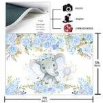Avezano Baby Elephant Backdrop for Boy Baby Shower Blue Floral Elephant Baby Shower Decorations for Boy’s Photography Background Photoshoot Favors Supplies (7x5ft)