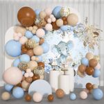 Elephant Round Backdrop Cover Newborn Baby Shower Boy Kids Birthday Party Blue Watercolor Floral Flower Photography Background Polyester Circle Backdrop Cover Cake Smash Candy Dessert 7.2ft