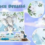 Baby Shower Background Party Gift 6x5ft Baby Boy Elephant Dessert Table Backdrop Watercolor Blue Floral W-1541