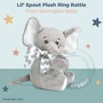 Bearington Baby Lil’ Spout Ring Rattle, Plush Gray Elephant, Plush Gray Elephant, Baby Elephant Stuffed Animal, 5.5 Inch