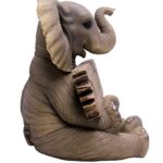 DWK African Elephant Statue Outdoor Front Porch Welcome Sign | Elephant Figurines Statues Entry Welcome Sign | Lawn Ornaments Statues and Outdoor Figurines – 14.5″