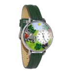 Whimsical Gifts Elephant 3D Watch | Silver Finish Large | Unique Fun Novelty | Handmade in USA | Green Leather Watch Band