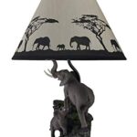 Zeckos Elephants on Expedition Sculptural Table Lamp w/Decorative Shade