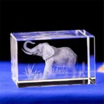 Elephant GIFTS/3d Laser Etched Crystal Art of Elephant Figurines Crystal Glass Cube Engraving for Home Decoration Birthday, Elephant Gifts for Women Girl Children Men (303040mm)