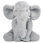 WEIGEDU Plush Giant Elephant Stuffed Animal, Soft Huggable Cute Elephant Plush Toy for Girls Boys Kids Babies Birthday Bedtime, 13.4 inches Gray