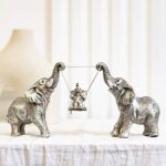 Elephant Statue.Silver Elephant Decor for Women,Mom Gifts.Elephant Figurines Brings Good Luck, Health, Strength.Decoration Ornaments for Living Room,Table Centerpiece, Shelf, Office Decor (Silver)